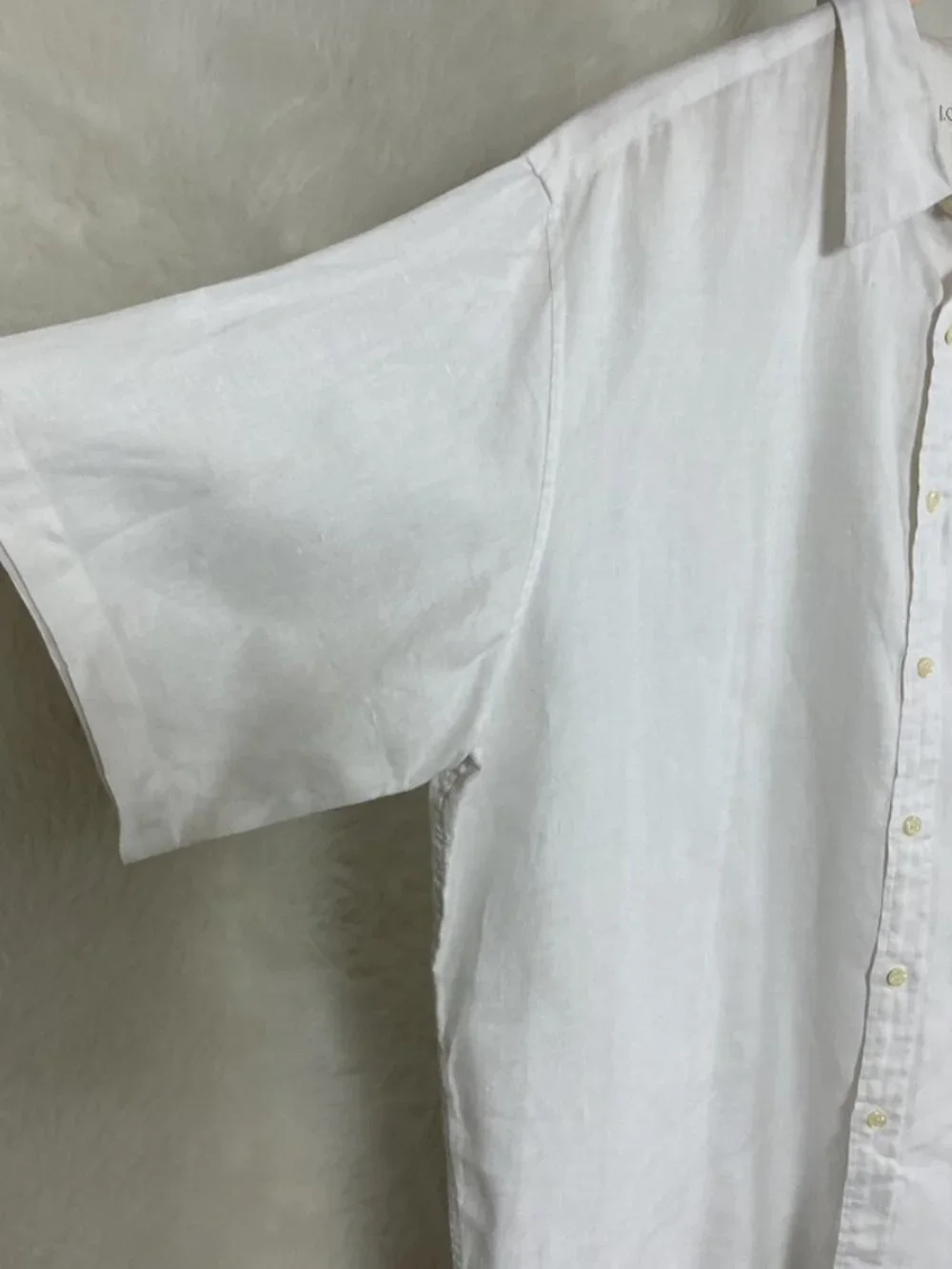 Vintage 90s J. Crew White Short Sleeve Collared Button Front Linen Shirt LT Tall
